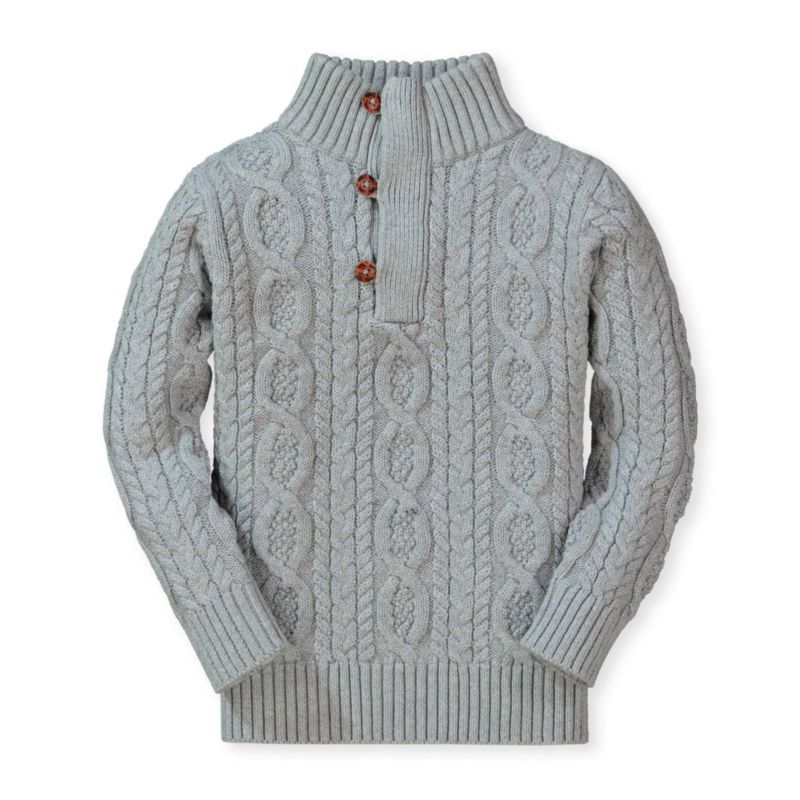 Baby Boys Hope and Henry Mock Neck Cable Sweater with Buttons