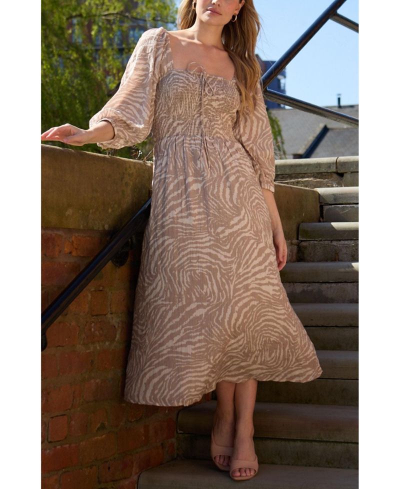Women's Lauren Shirred Bodice Banana Print Maxi Dress