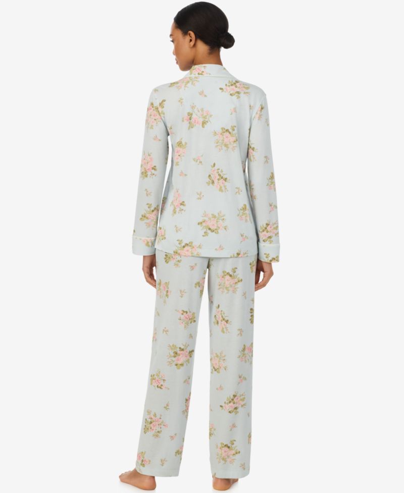Petite Long-Sleeve Notch-Collar Floral Pajama Top and Pajama Pants, 2-Piece Set