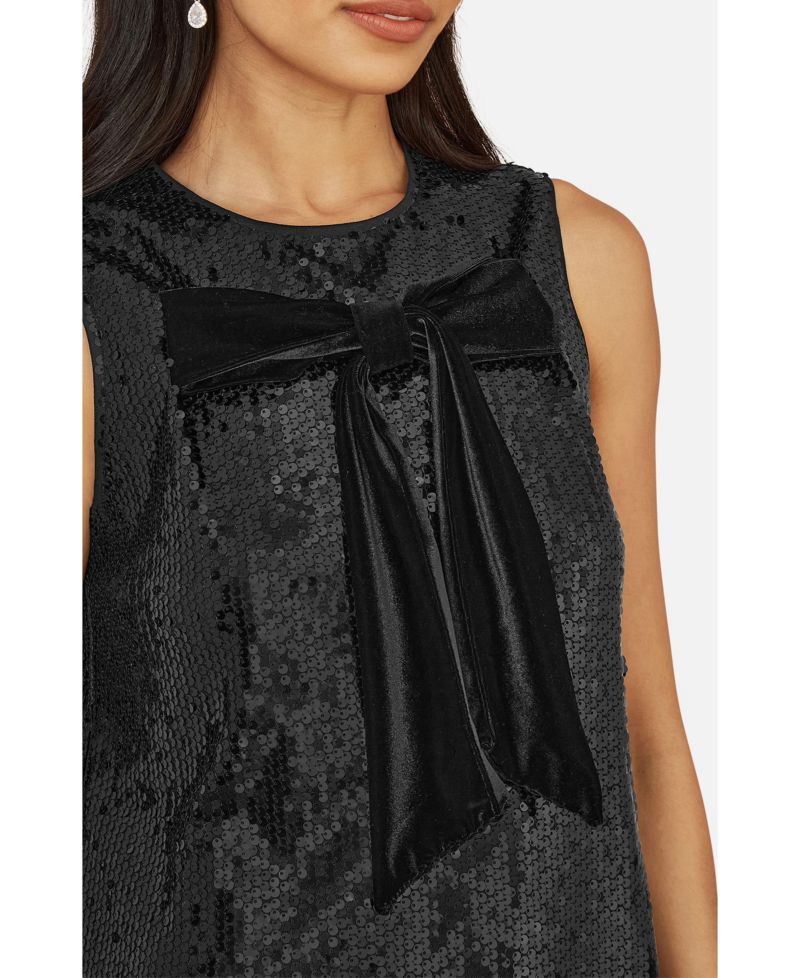 Women's Sequin Bow Tunic Shift Dress