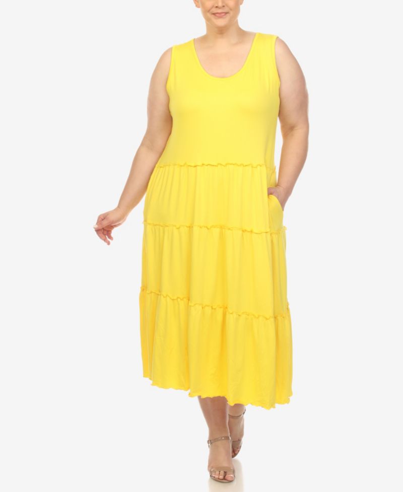 Plus Size Scoop Neck Tiered Midi Dress