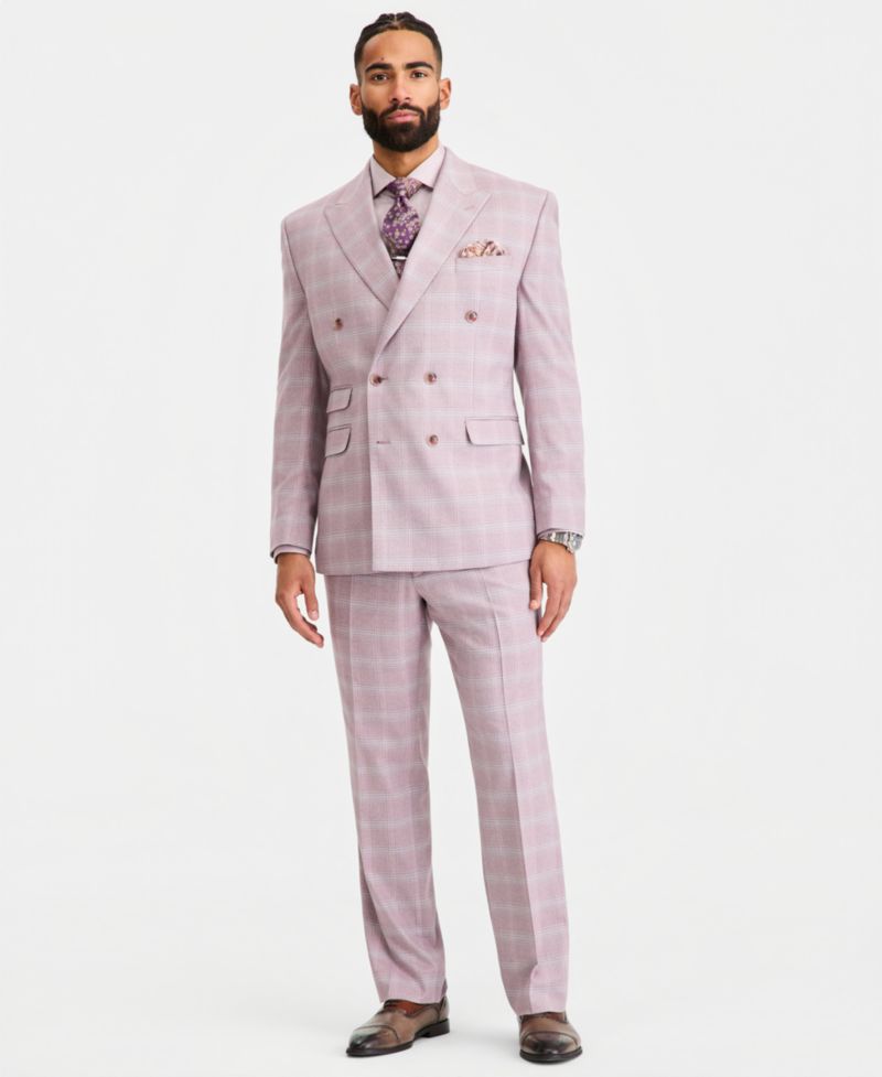 Men's Classic-Fit Double-Breasted Windowpane Suit Separates Jacket