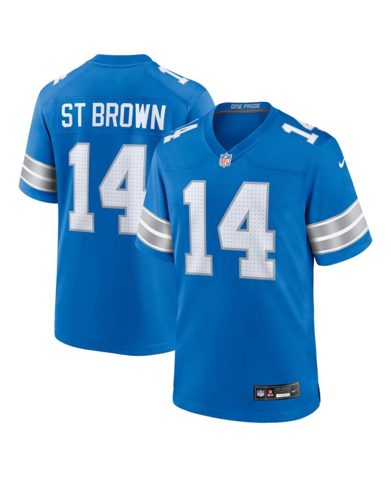 Men's Amon-Ra St. Brown Blue Detroit Lions Game Jersey