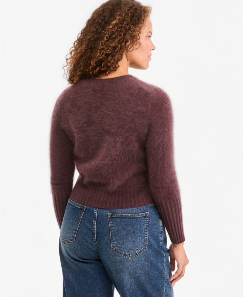 Women's 100% Cashmere Cropped Brushed Shrunken Sweater