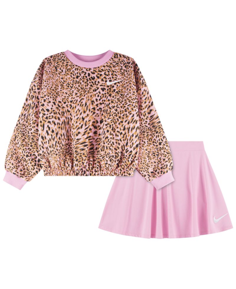 Girls' 2T-6X Allover Printed Top and Skirt, 2-Piece Set