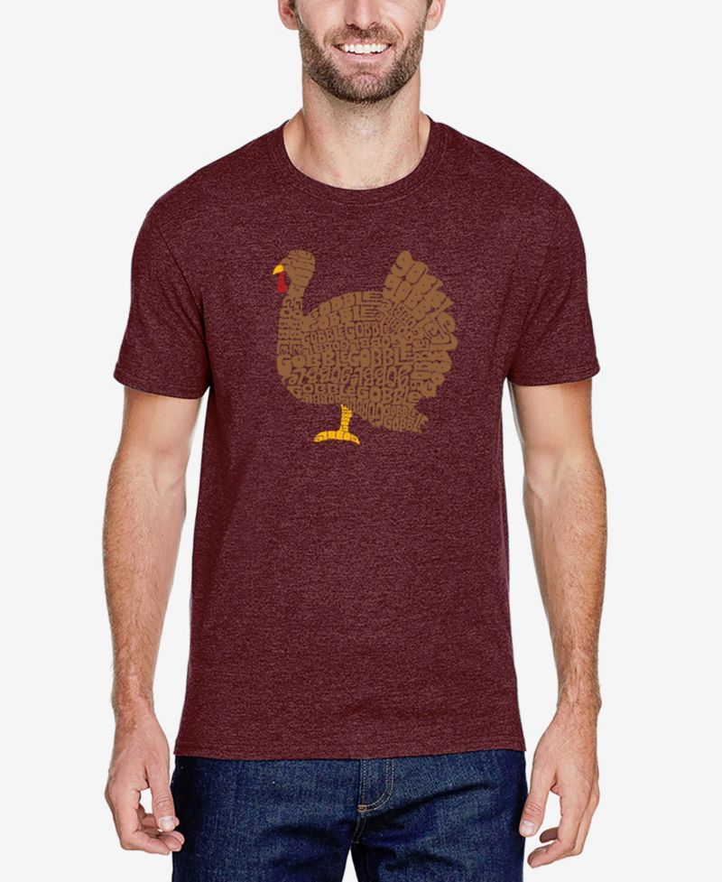 Men's Cotton/Poly Blend Word Art T-shirt - Thanksgiving Turkey