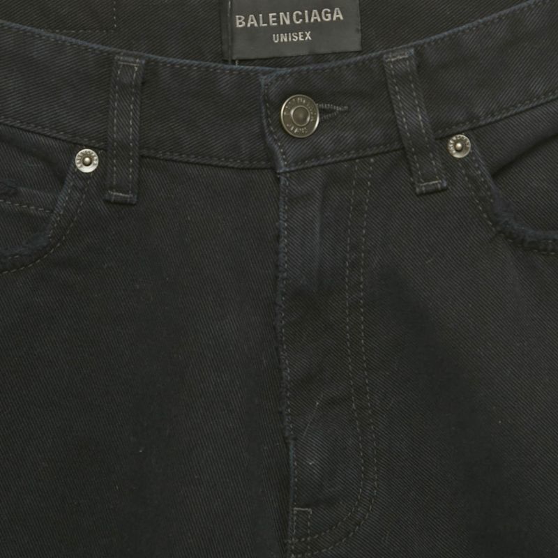 Men's Unisex Black Denim Raw Edge Shorts