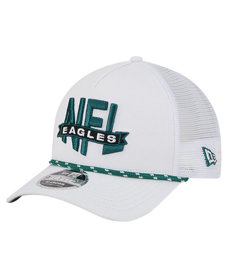 Men's White Philadelphia Eagles NFL 9FORTY A-Frame M-Crown Adjustable Trucker Hat