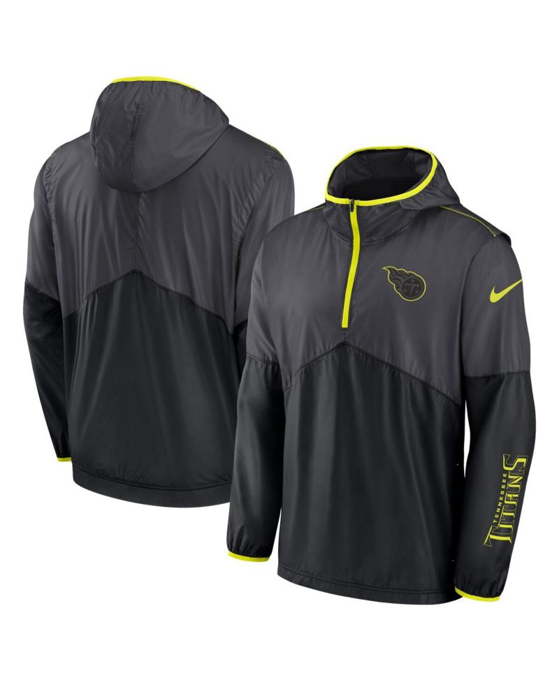Men's Anthracite Tennessee Titans Volt Hoodie Half-Zip Jacket