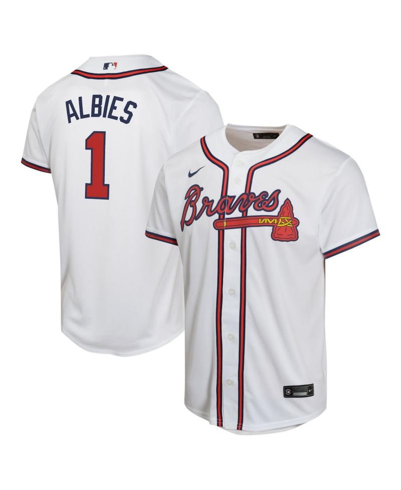 Big Boys and Girls Ozzie Albies White Atlanta Braves Home Game Player Jersey