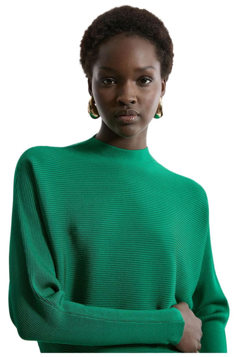 Women's Drape Knit Bat Wing Pencil Midi Dress
