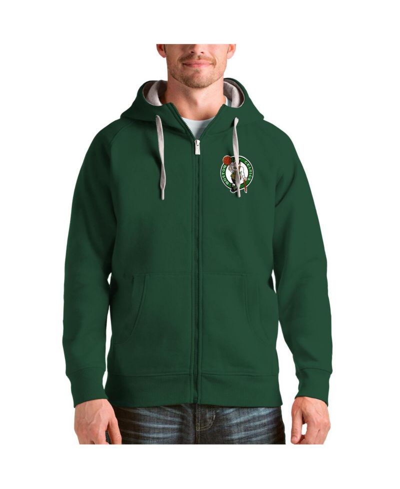 Men's Hunter Green Boston Celtics Logo Victory Full-Zip Hoodie