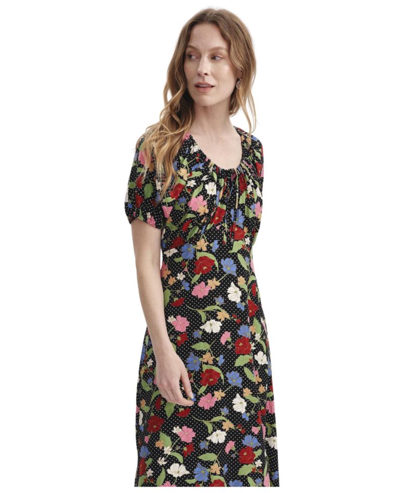Women's Jada Puff-Sleeve Sweetheart-Neck A-Line Midi Dress