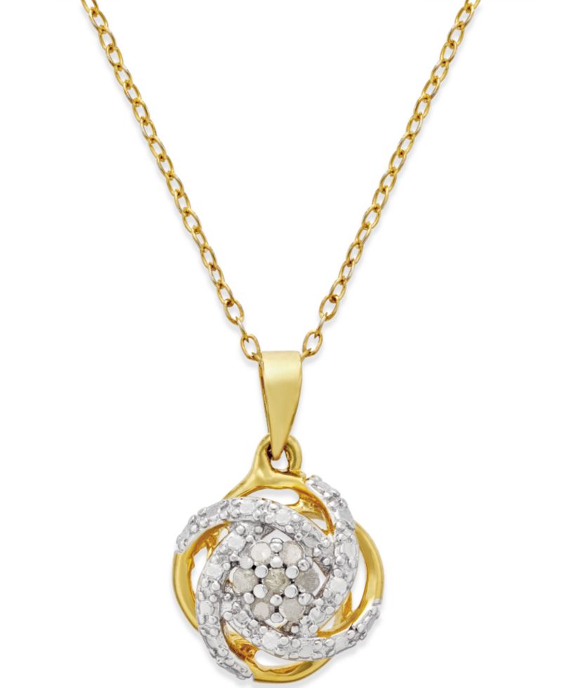 Diamond Love Knot 18" Pendant Necklace (1/10 ct. t.w.) in 18k Gold-Plated Sterling Silver or Sterling Silver