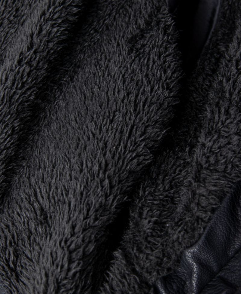 XRAY Men's Grainy PU Leather Hooded Jacket With Faux Shearling Lining
