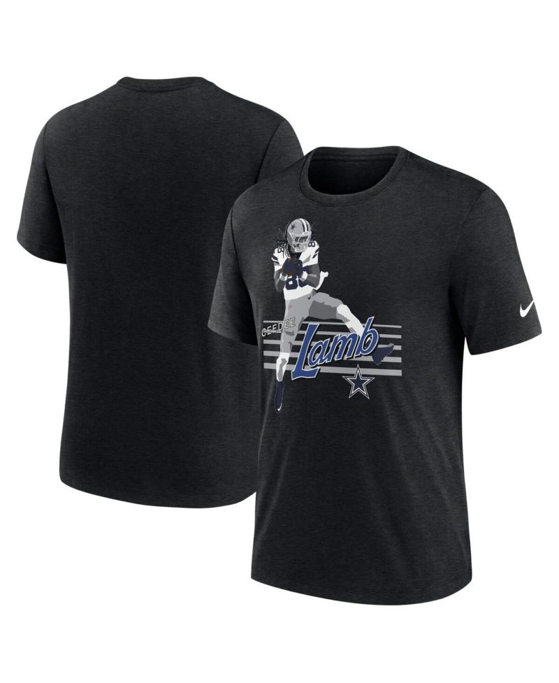 Men's CeeDee Lamb Heather Black Dallas Cowboys Player Graphic T-Shirt