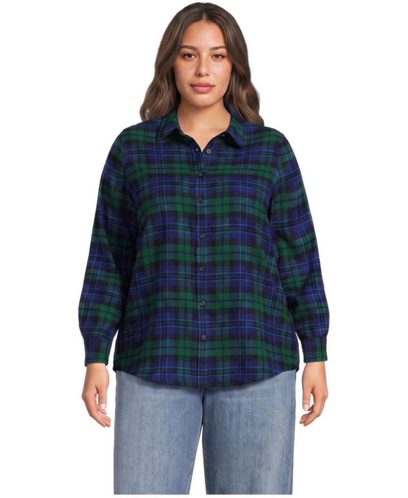 Plus Size Flannel Boyfriend Long Sleeve Shirt