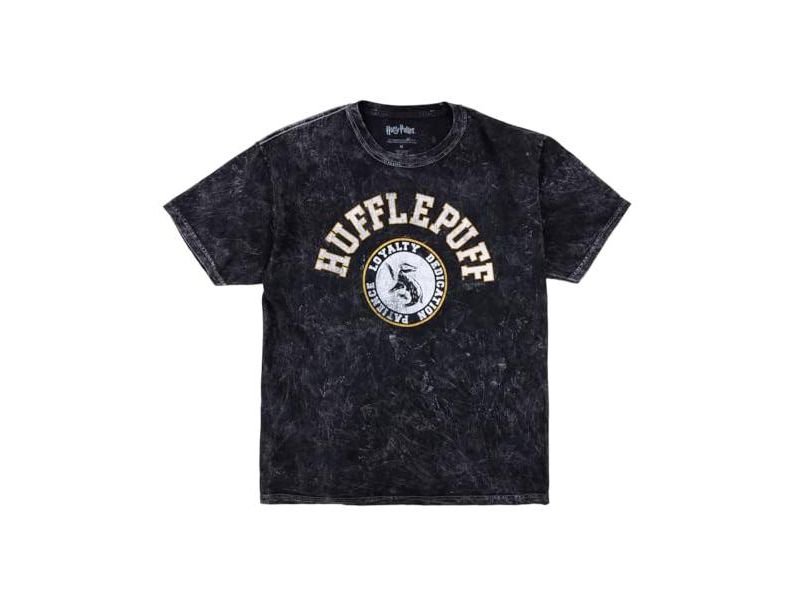 Men's Hufflepuff Varsity Black Vintage Mineral Wash Crew Neck Short Sleeve T-shirt-XXL