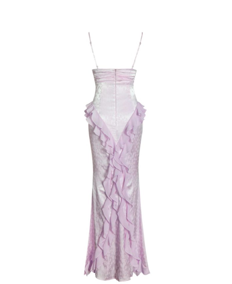 Women's Paolina Taro Pink Jacquard Ruffle Mermaid Maxi Dress