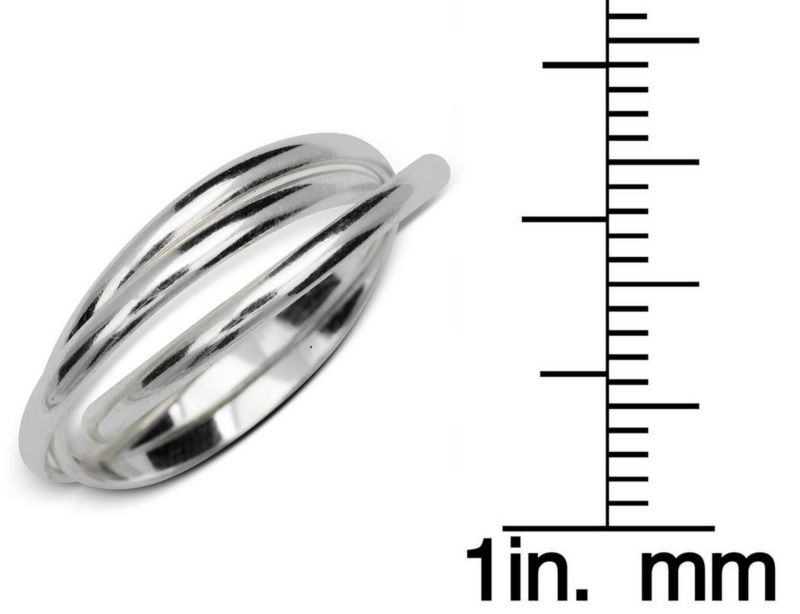 925 Sterling Silver Unisex 6mm Polished Intertwining Rolling Ring