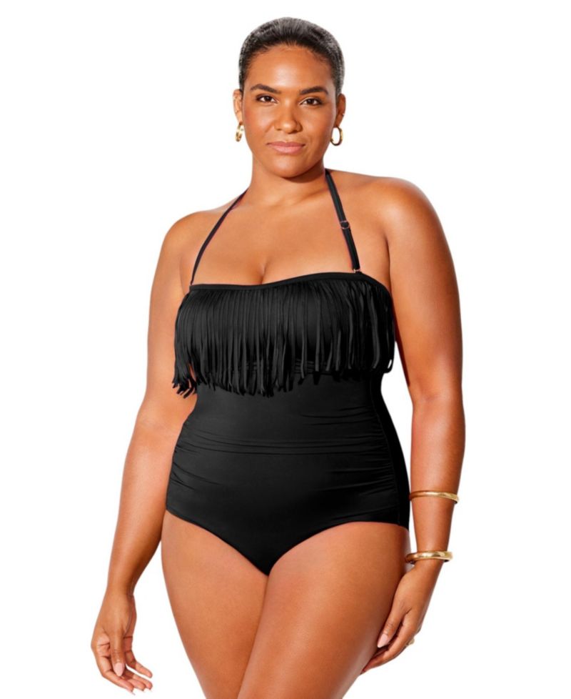 Women's Fringe Bandeau One Piece Swimsuit