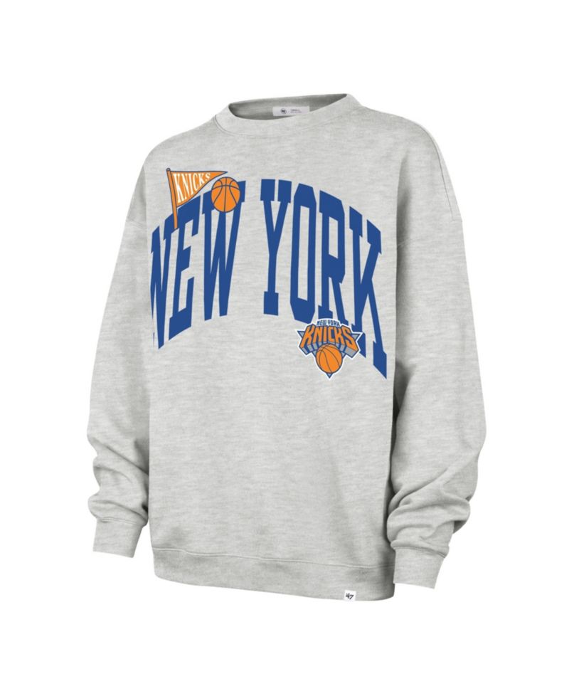Women's Gray New York Knicks Oversized Arched Icon Sweatshirt