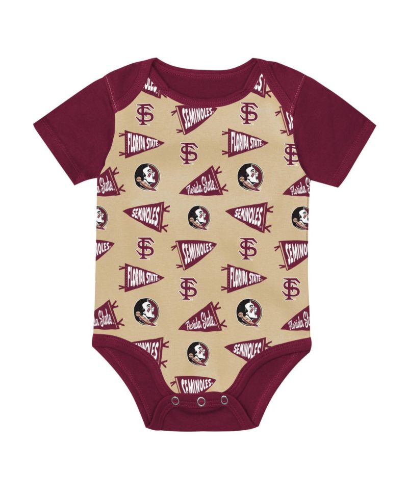 Baby Boys and Girls Garnet Florida State Seminoles Star Player Three-Piece Bodysuit Set