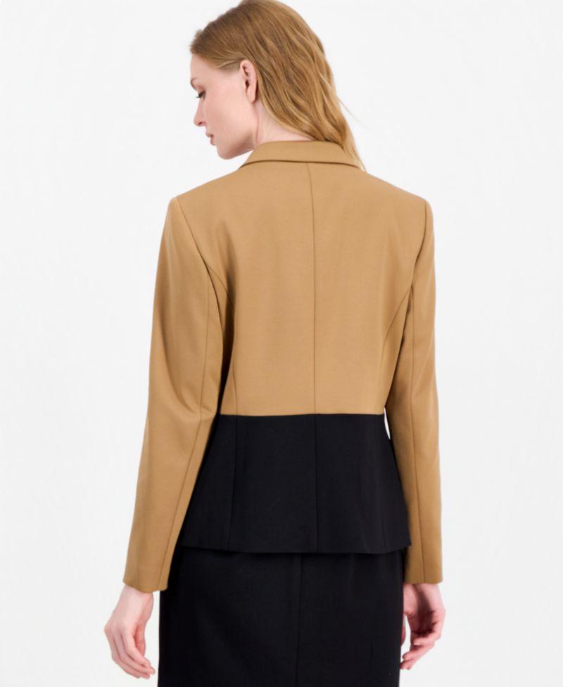 Women's Colorblock One-Button Peplum Jacket and Dress, 2-Piece Set
