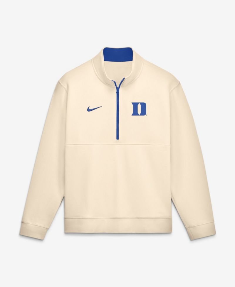 Men's Cream Duke Blue Devils Primetime Club Fleece Half-Zip Pullover Sweatshirt