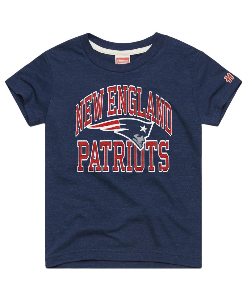 Big Boys and Girls Navy New England Patriots Arch Tri-Blend T-Shirt