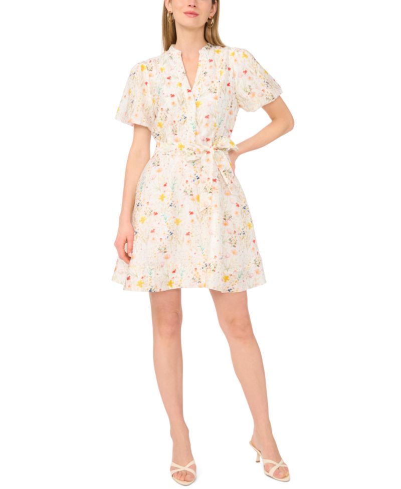 Women's V-Neck Puff-Sleeve Mini Dress