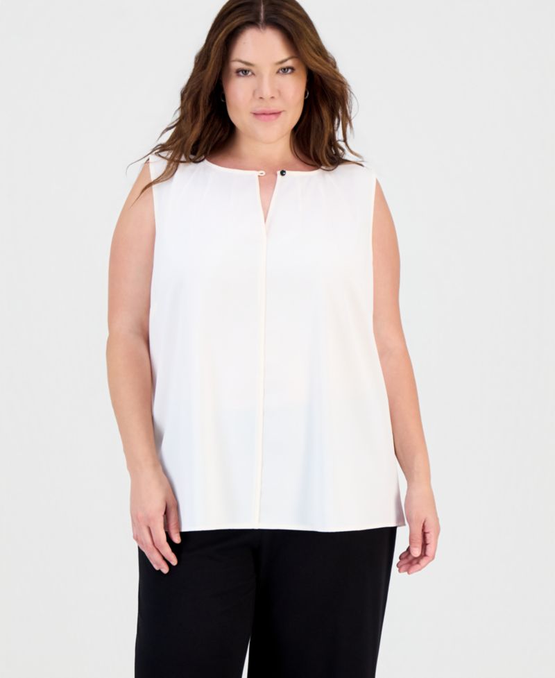 Plus Size Keyhole-Neck Sleeveless Top