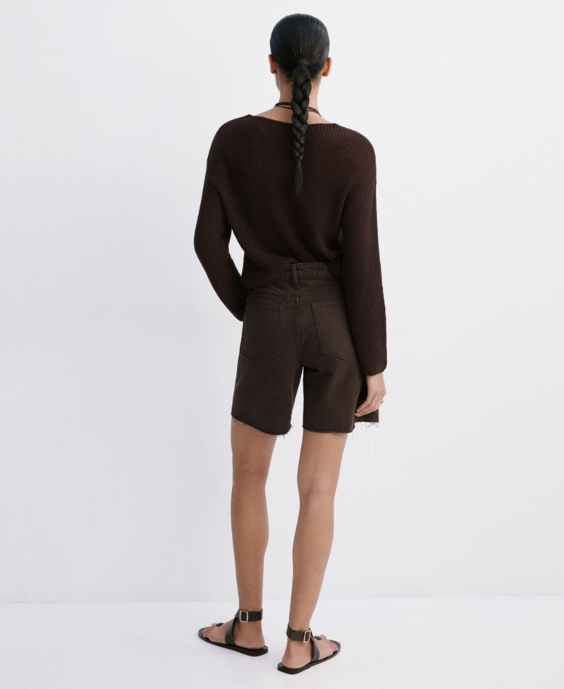 Women's Frayed Hem Straight Bermuda Shorts
