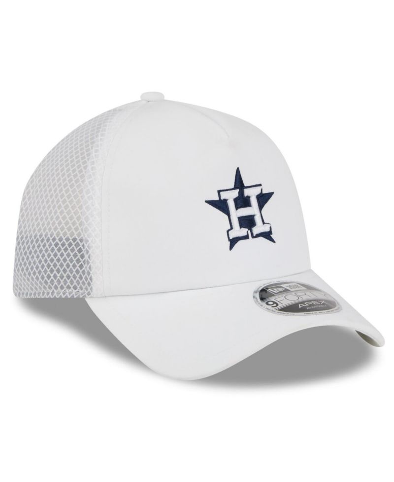 Men's White Houston Astros 2026 Batting Practice Apex 9FORTY Adjustable Trucker Hat
