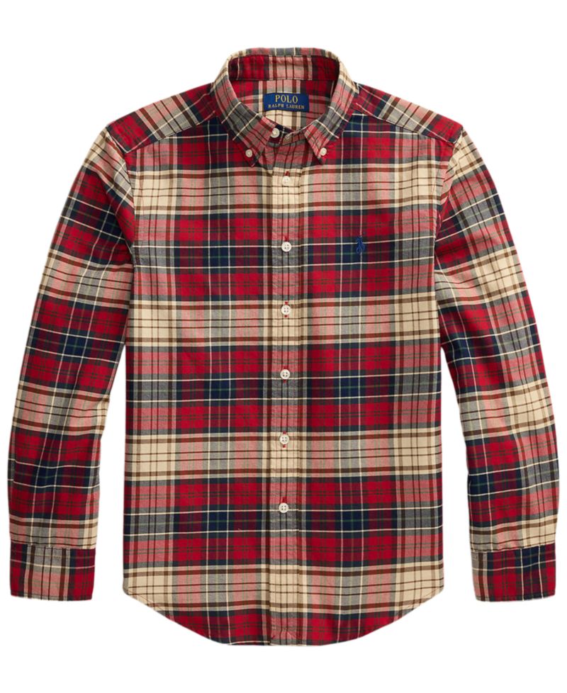 Boys' 8-20 Plaid Cotton Oxford Shirt