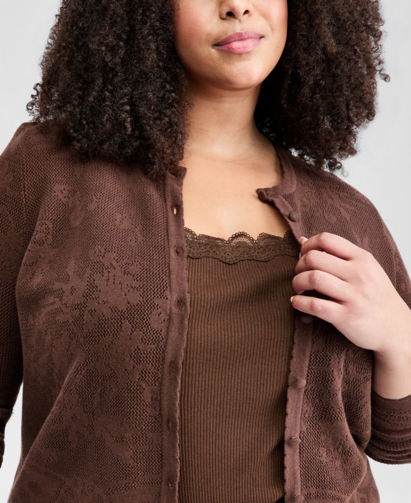 Petite Lace Knit Cardigan Sweater
