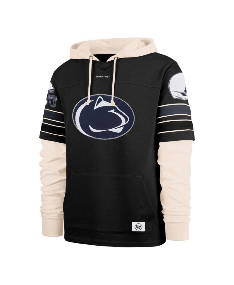 Men's Black Penn State Nittany Lions Split Zone Cornerback Lacer Pullover Hoodie