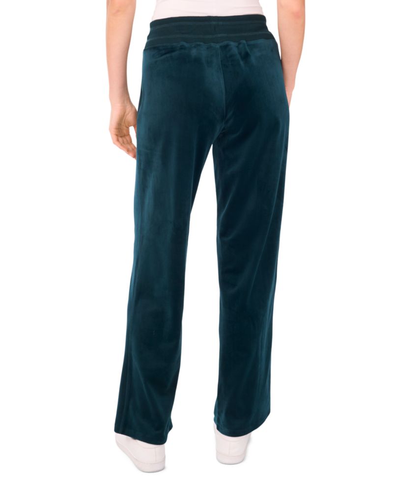 Women's Velour Drawstring-Waist Straight-Leg Pants
