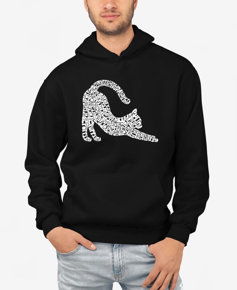 Men's Stretching Cat Word Art Hooded Sweatshirt