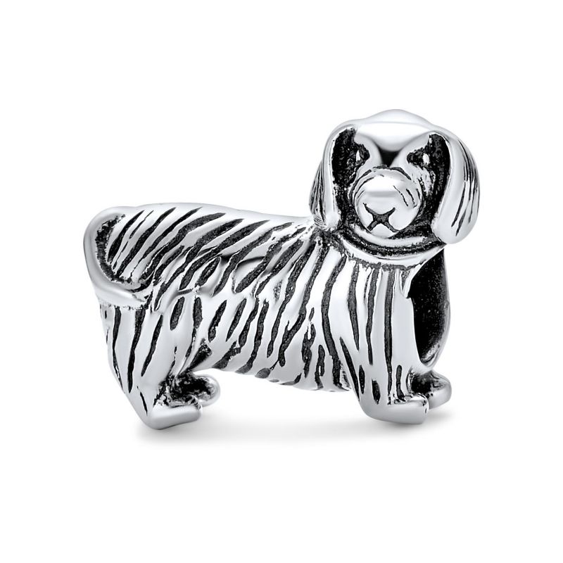 Pet Puppy Animal Lover Charm Bead for Bracelet .925 Sterling Silver