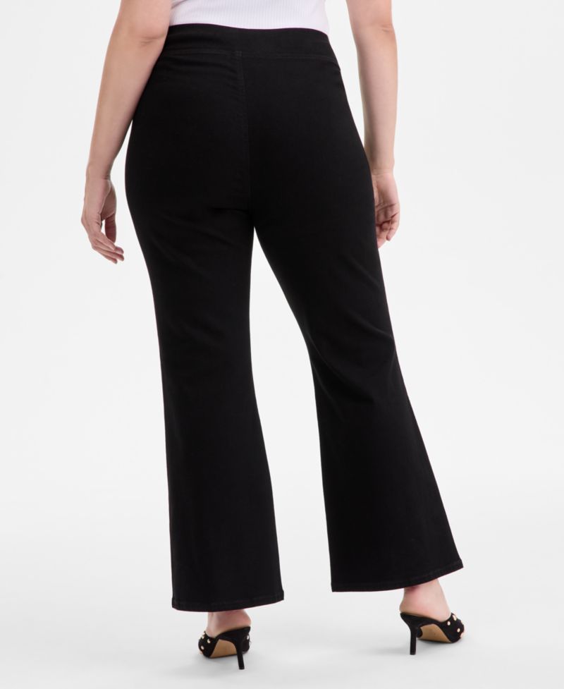 Plus Size High-Rise Pull-On Flared Jeans