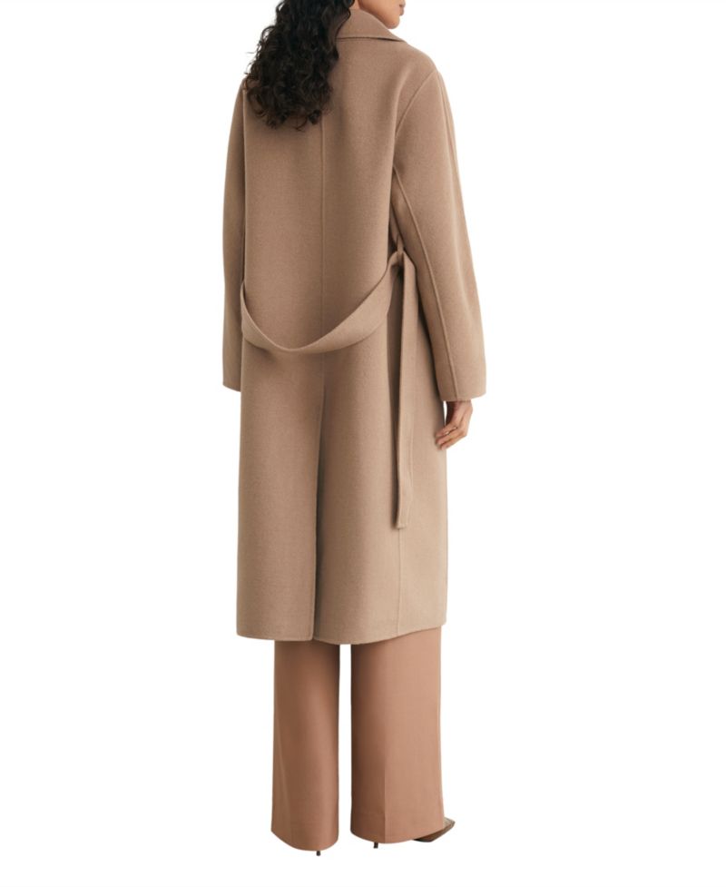 Petite Lucia Double-Breasted Long Wool-Blend Coat