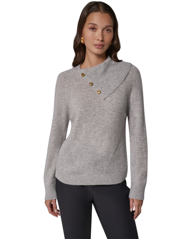 Women's Split Collar with Buttons Cashmere Pullover Sweater