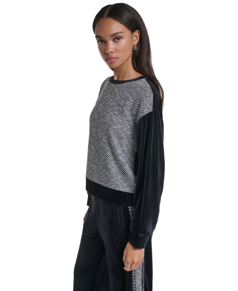 Women's All Over Crystal & Gems Colorblock Sweatshirt