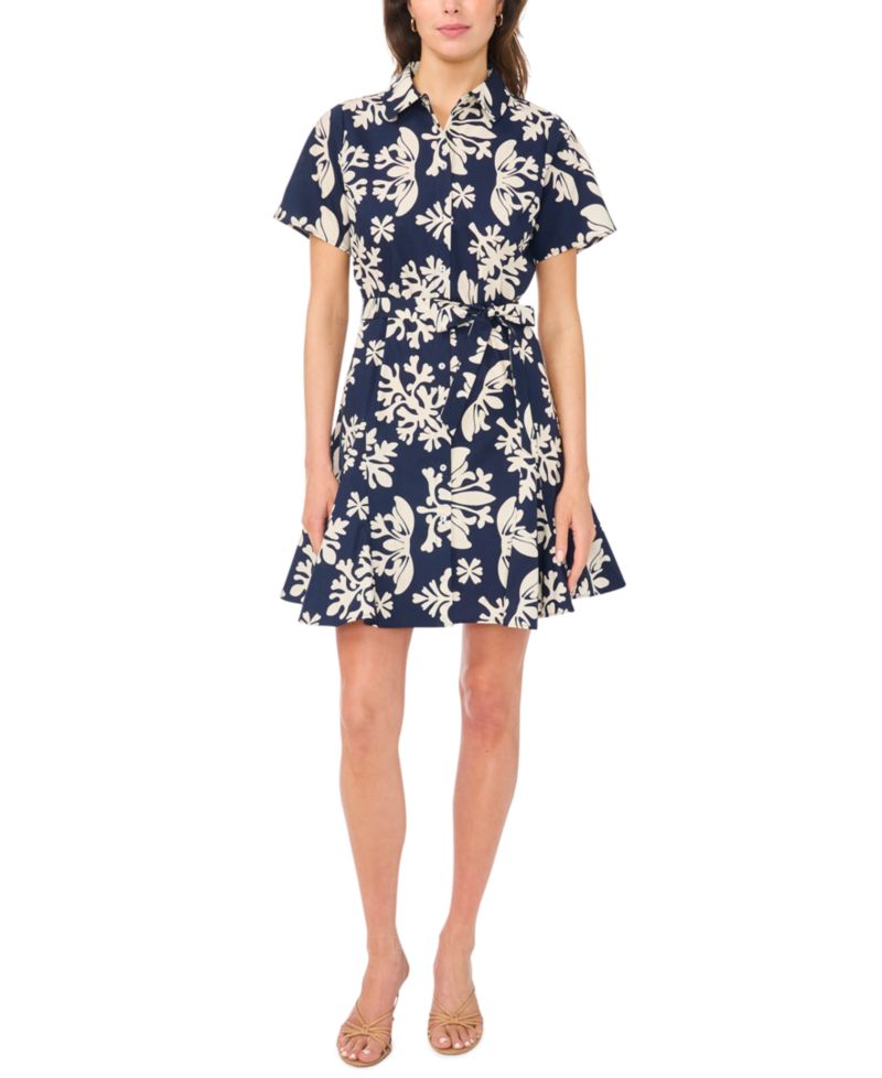 Petite Flutter-Sleeve Fit & Flare Dress