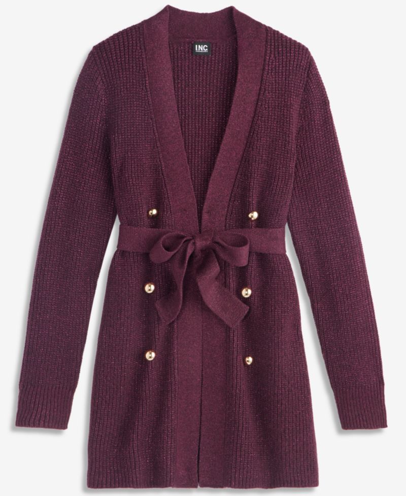 Women's Double Breasted Lurex Long-Sleeve Cardigan