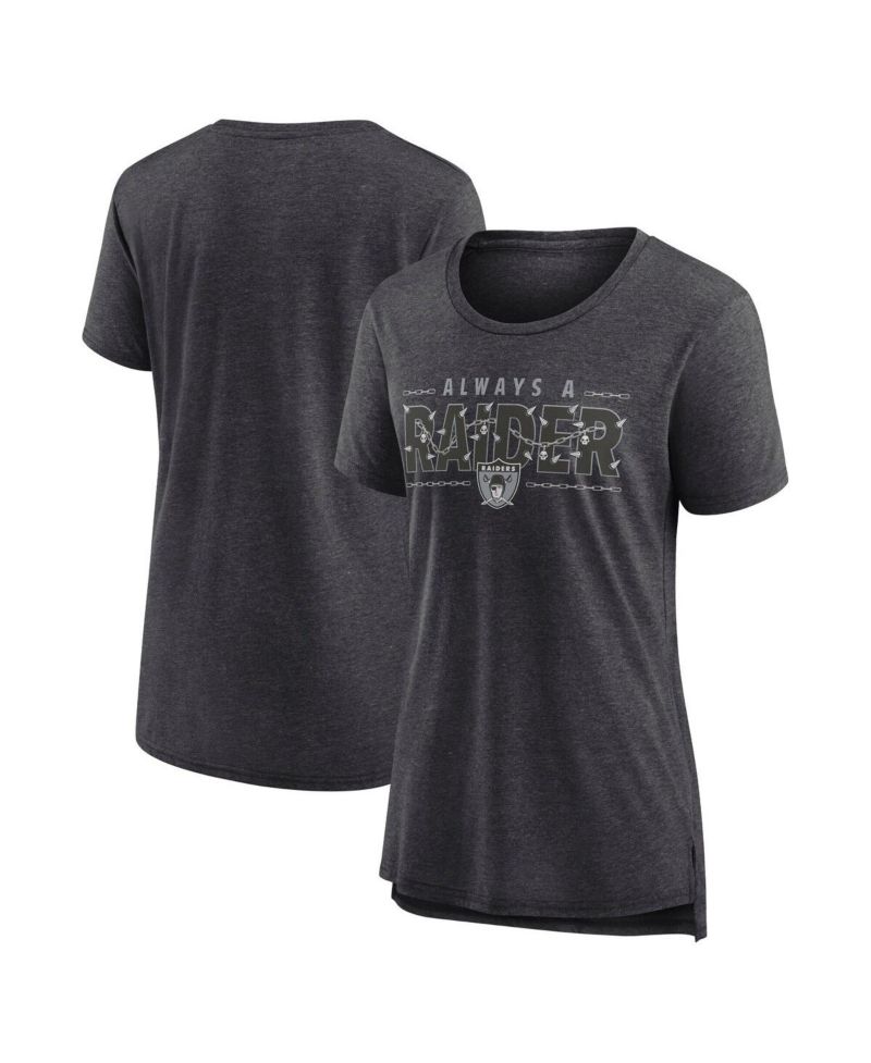 Women's Charcoal Las Vegas Raiders Vintage Graphic Tri-Blend Scoop Neck T-Shirt