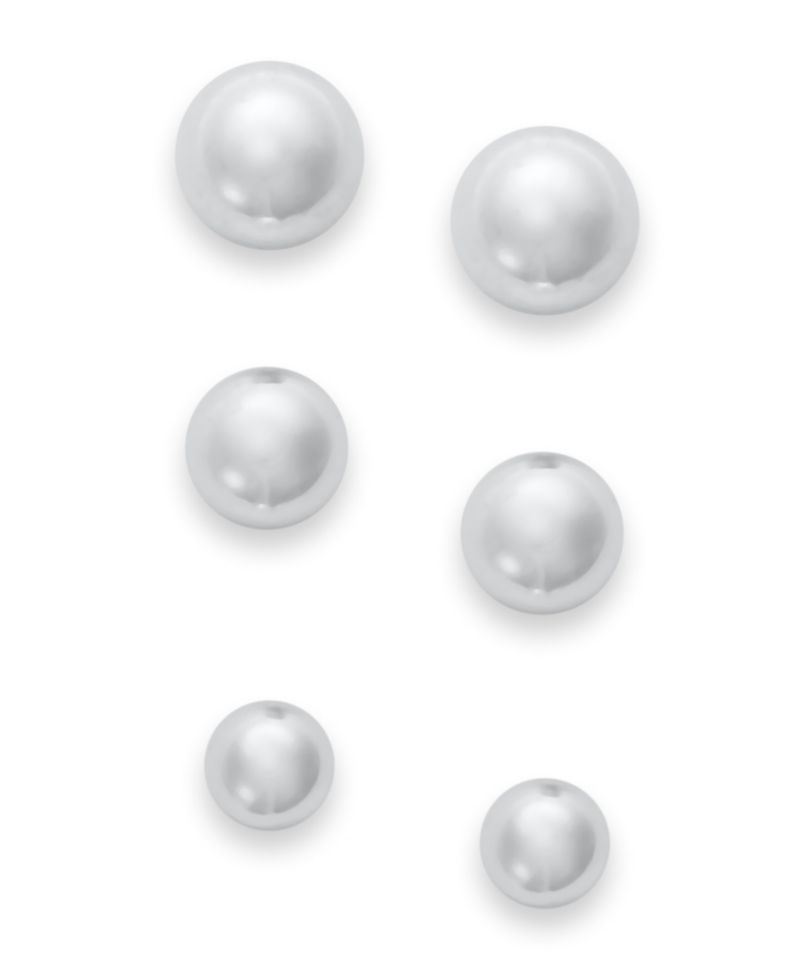 Set of 3 Ball Stud Earrings in Sterling Silver