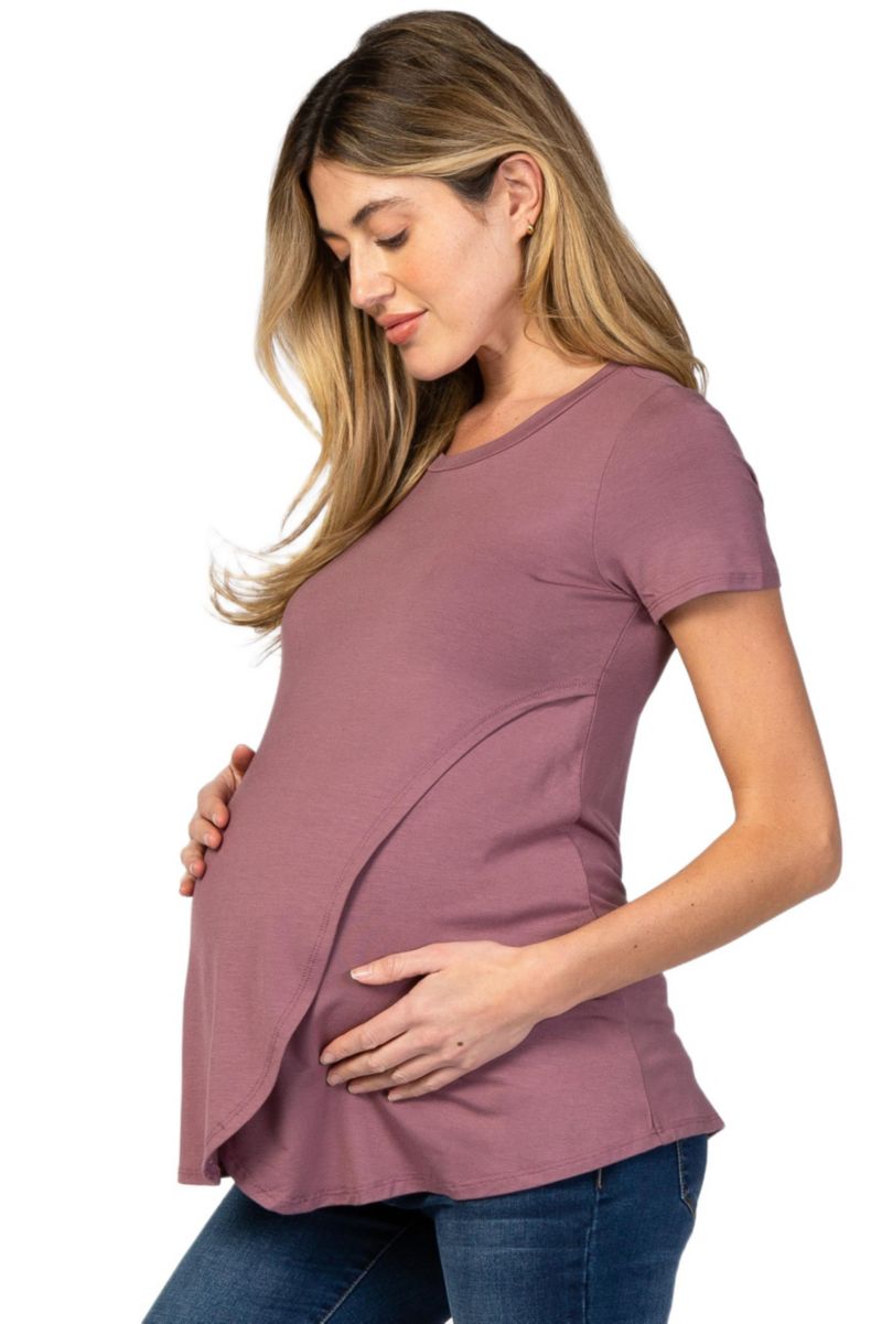 Women's Mauve Layered Wrap Front Nursing Top