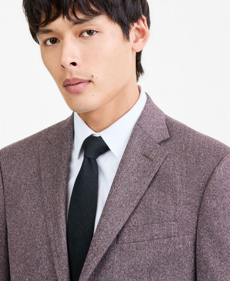 Men's Eggplant Herringbone Slim Techni-Cole Suit Jacket